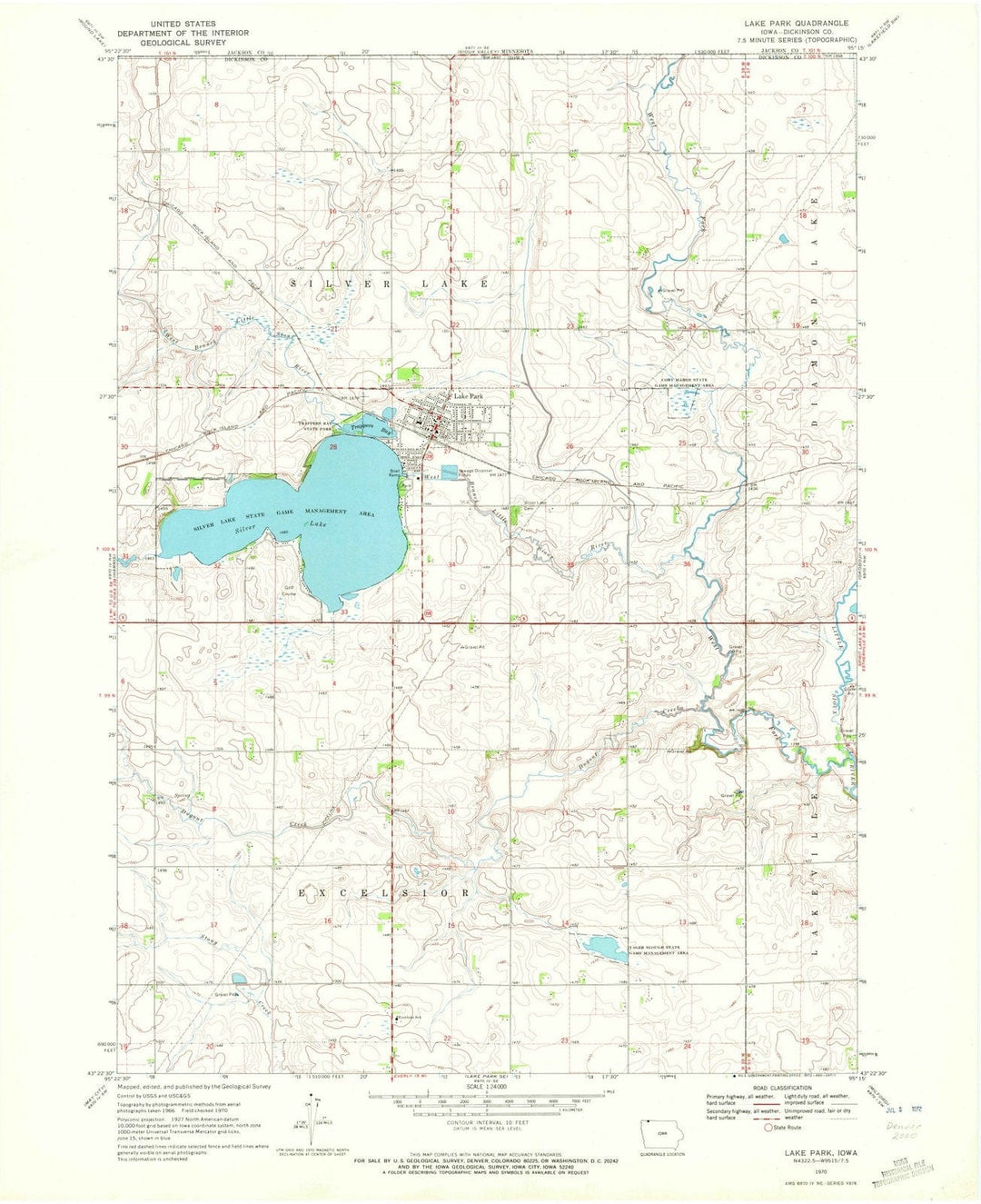 1970 Lake Park, IA - Iowa - USGS Topographic Map