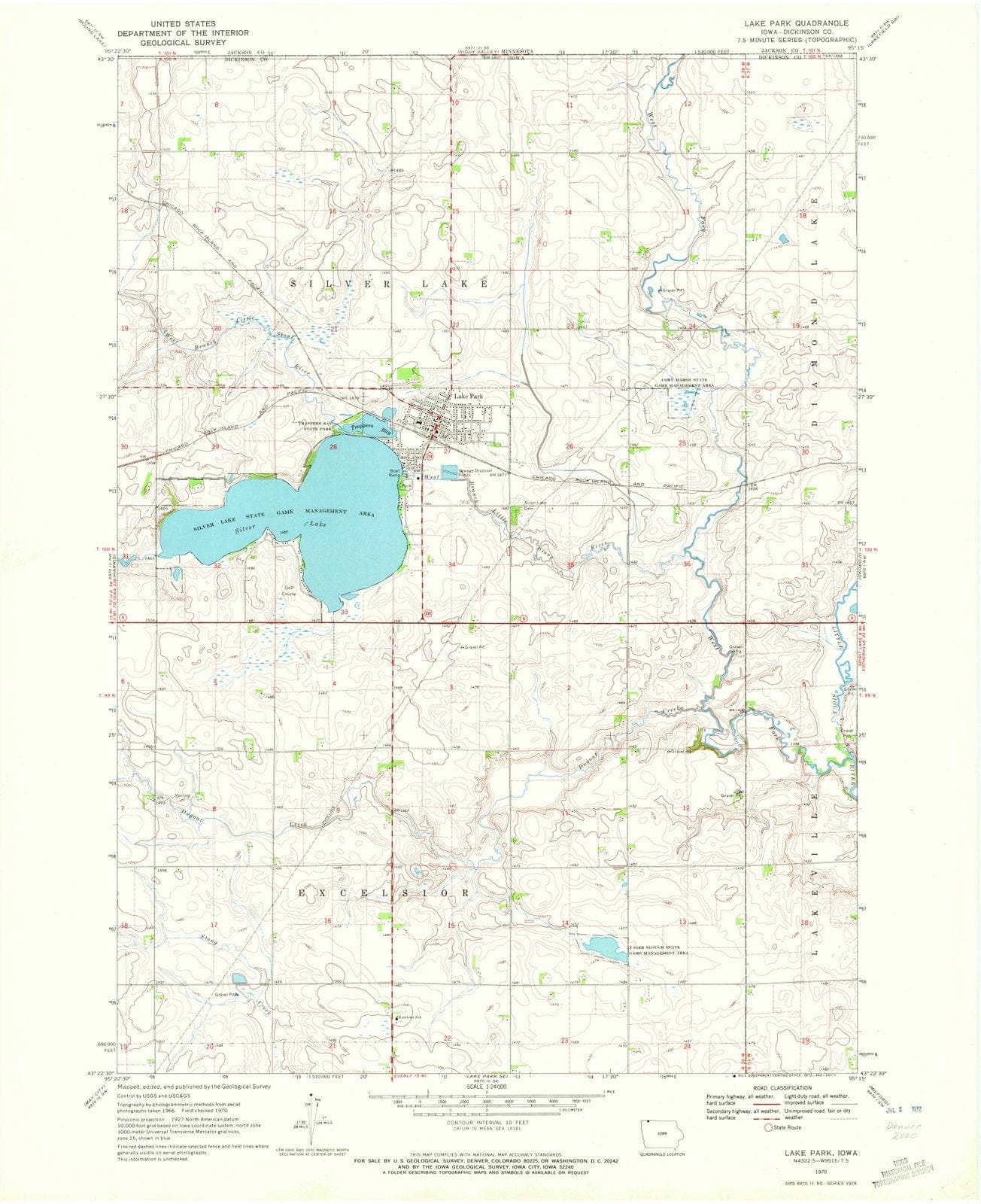 1970 Lake Park, IA - Iowa - USGS Topographic Map