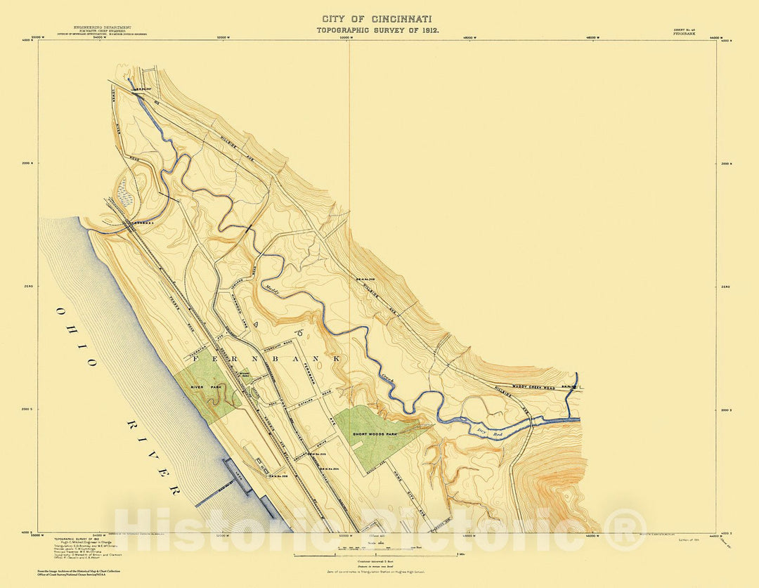 Historic Nautical Map - City Of Cincinnati, Sheet 48, 1912 NOAA Topographic - Vintage Wall Art