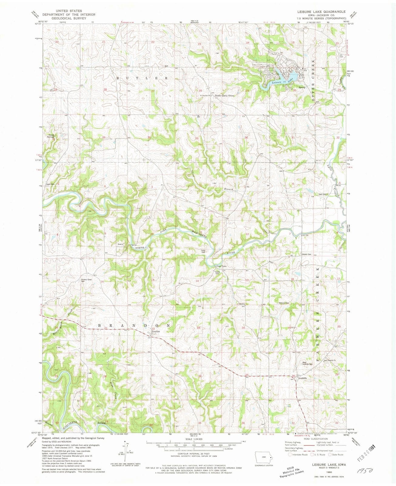 1980 Leisure Lake, IA - Iowa - USGS Topographic Map