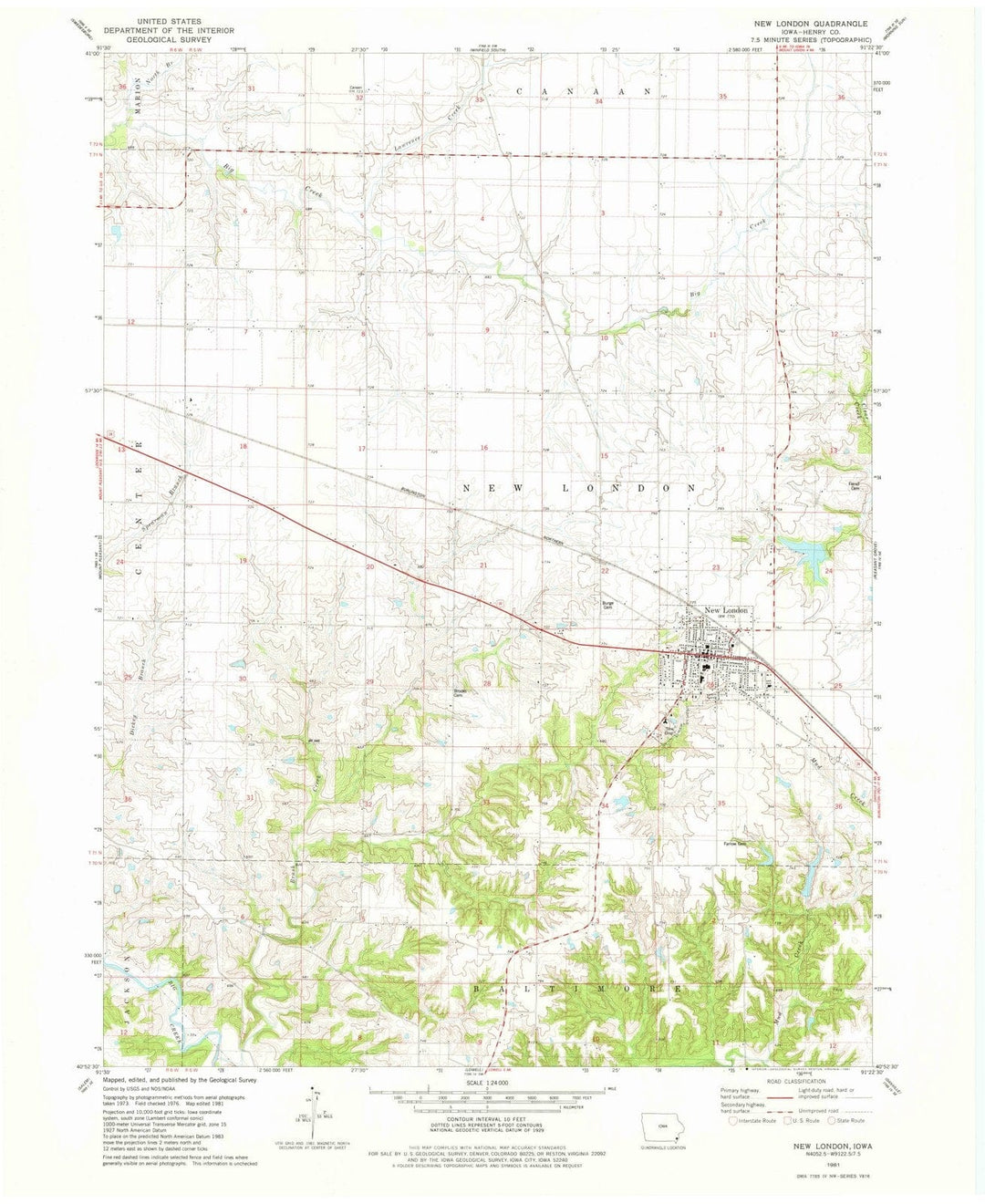 1981 New London, IA - Iowa - USGS Topographic Map