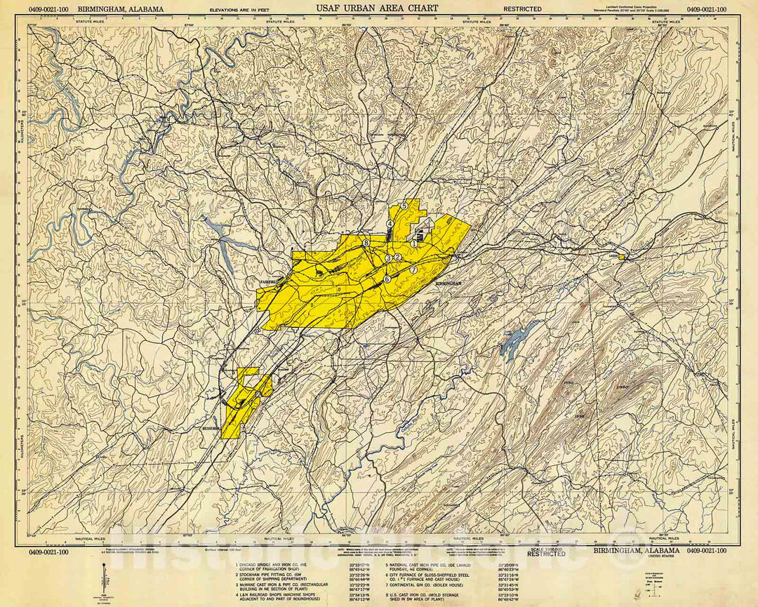 Historic Nautical Map - Birmingham, 1948 AeroNOAA Chart - Alabama (AL) - Vintage Wall Art