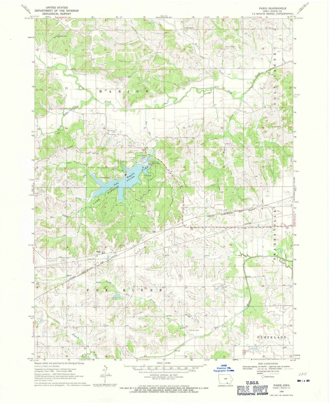 1968 Paris, IA - Iowa - USGS Topographic Map