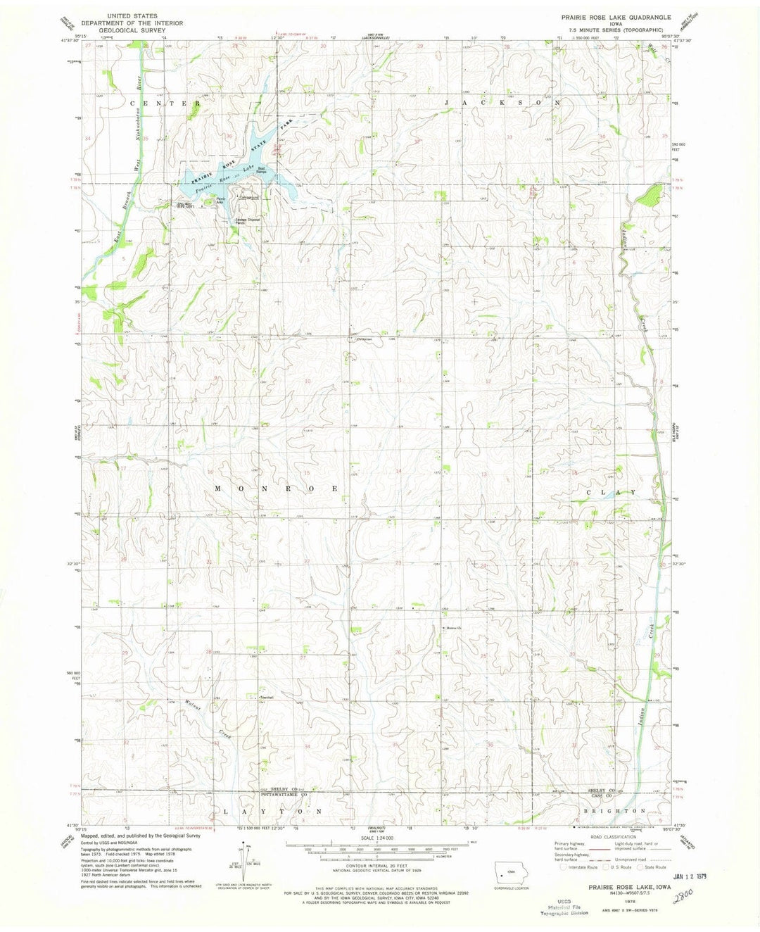 1978 Prairie Rose Lake, IA - Iowa - USGS Topographic Map