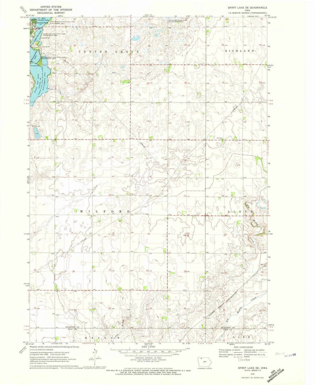 1970 Spirit Lake, IA - Iowa - USGS Topographic Map