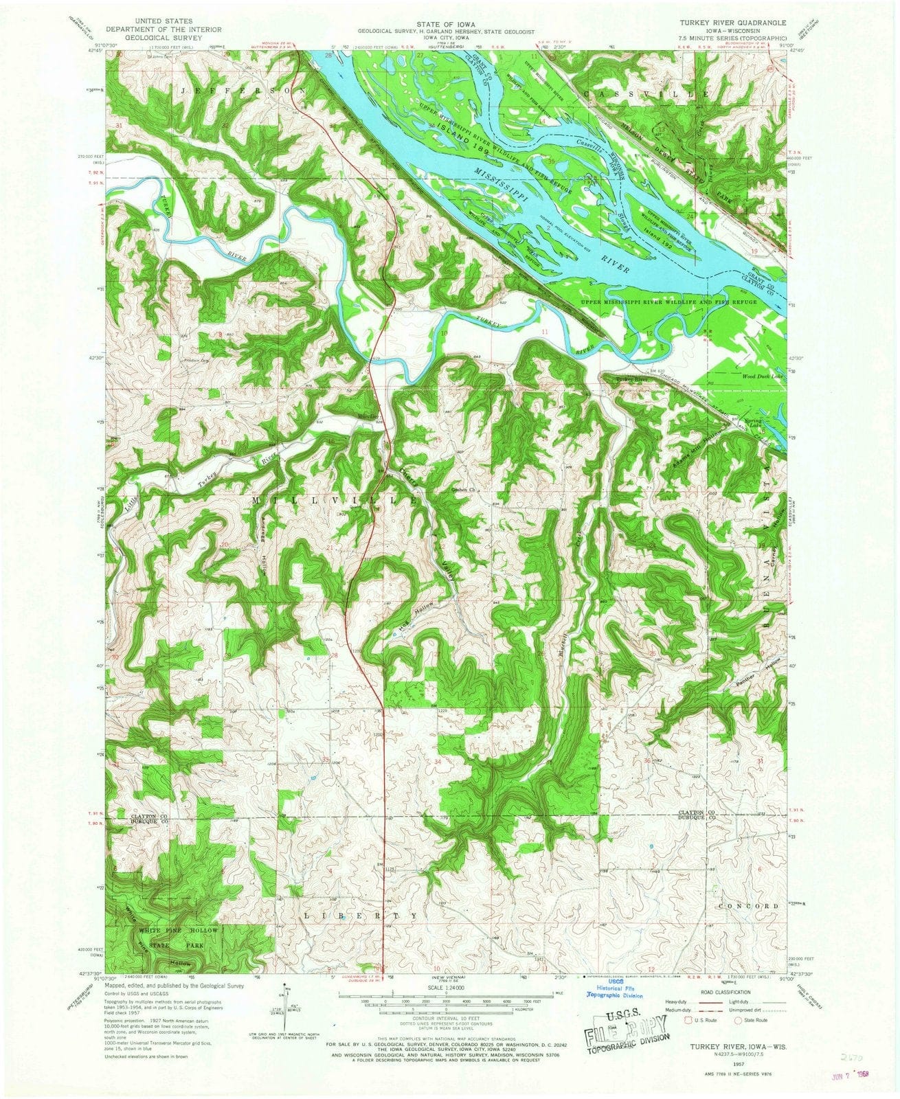 1957 Turkey River, IA - Iowa - USGS Topographic Map