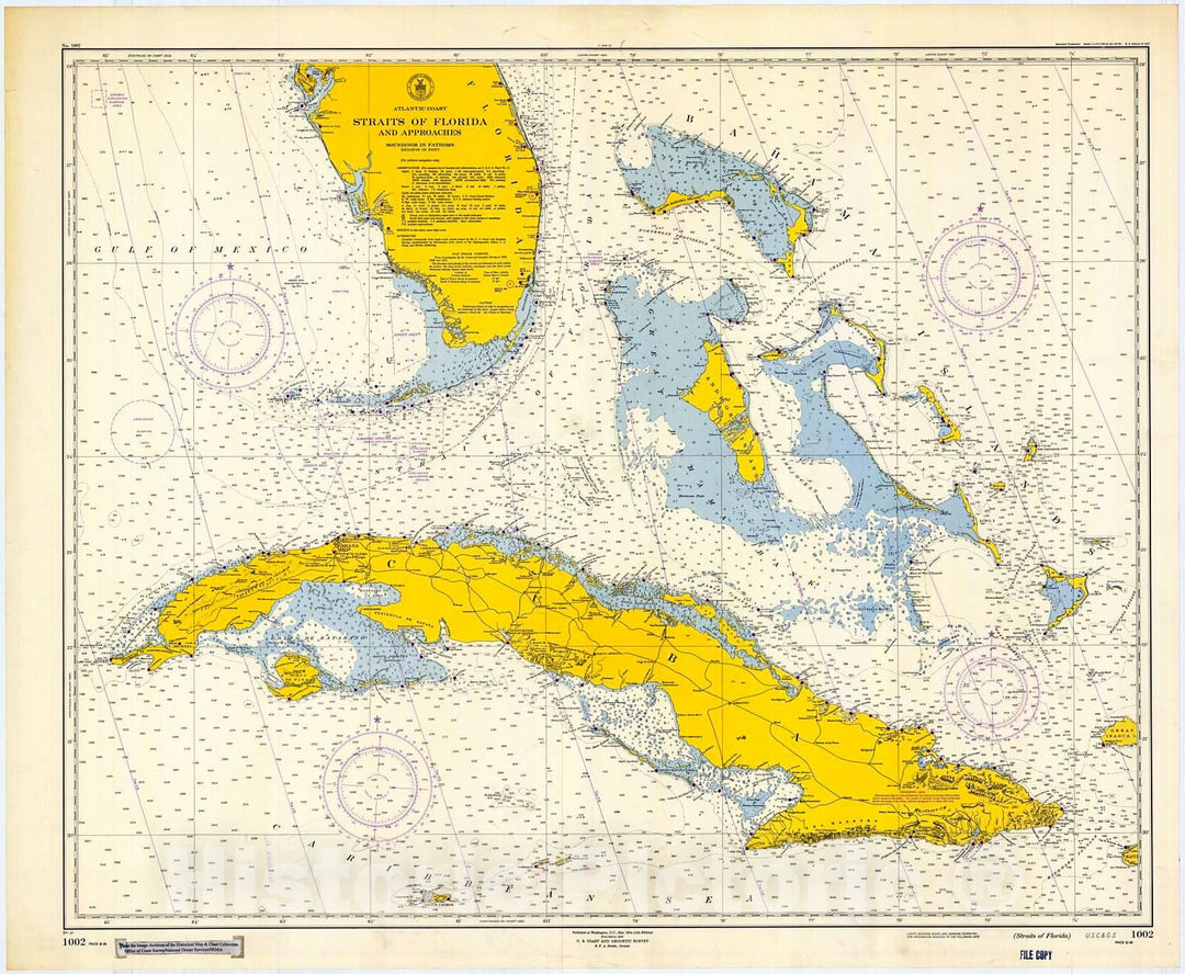 Historic Nautical Map - Straits Of Florida, 1954 NOAA Chart - Florida (FL) - Vintage Wall Art