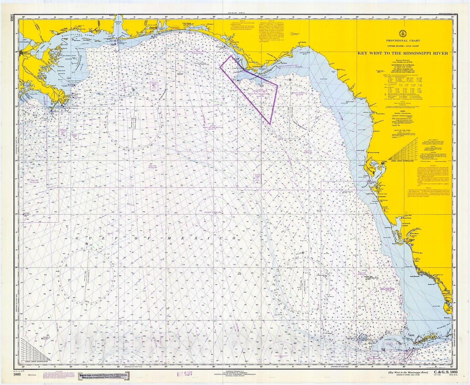 Historic Nautical Map - Key West To The Mississippi River, 1971 NOAA Chart - Florida, Louisiana (FL, LA) - Vintage Wall Art