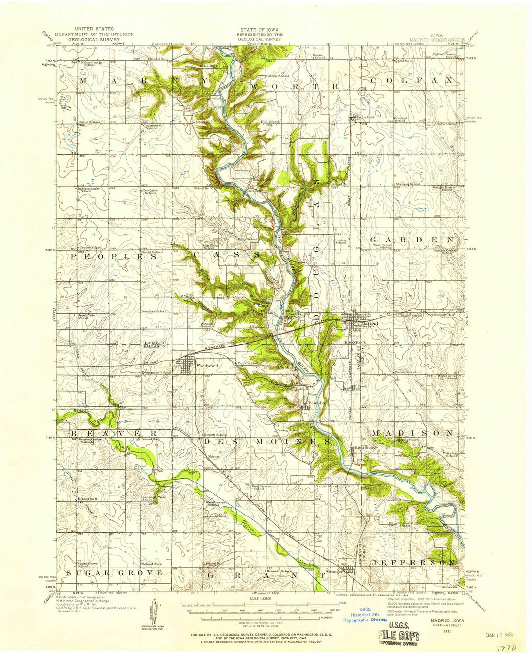 1911 Madrid, IA - Iowa - USGS Topographic Map