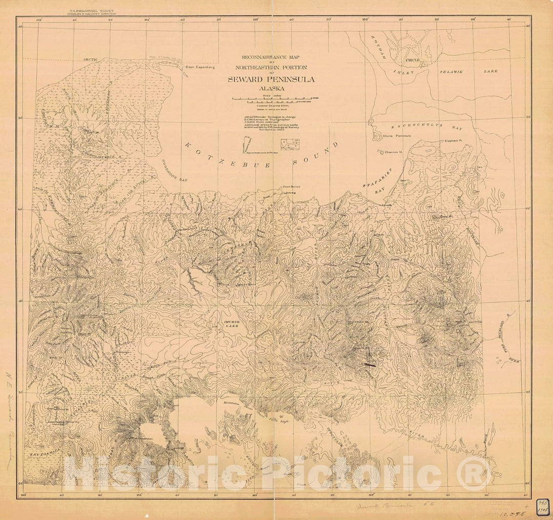 Historic Nautical Map - Reconnaissance Map Of Northeastern Portion Of Seward Peninsula, 1903 NOAA Topographic Historic Nautical Map - Alaska (AK) - Vintage Wall Art