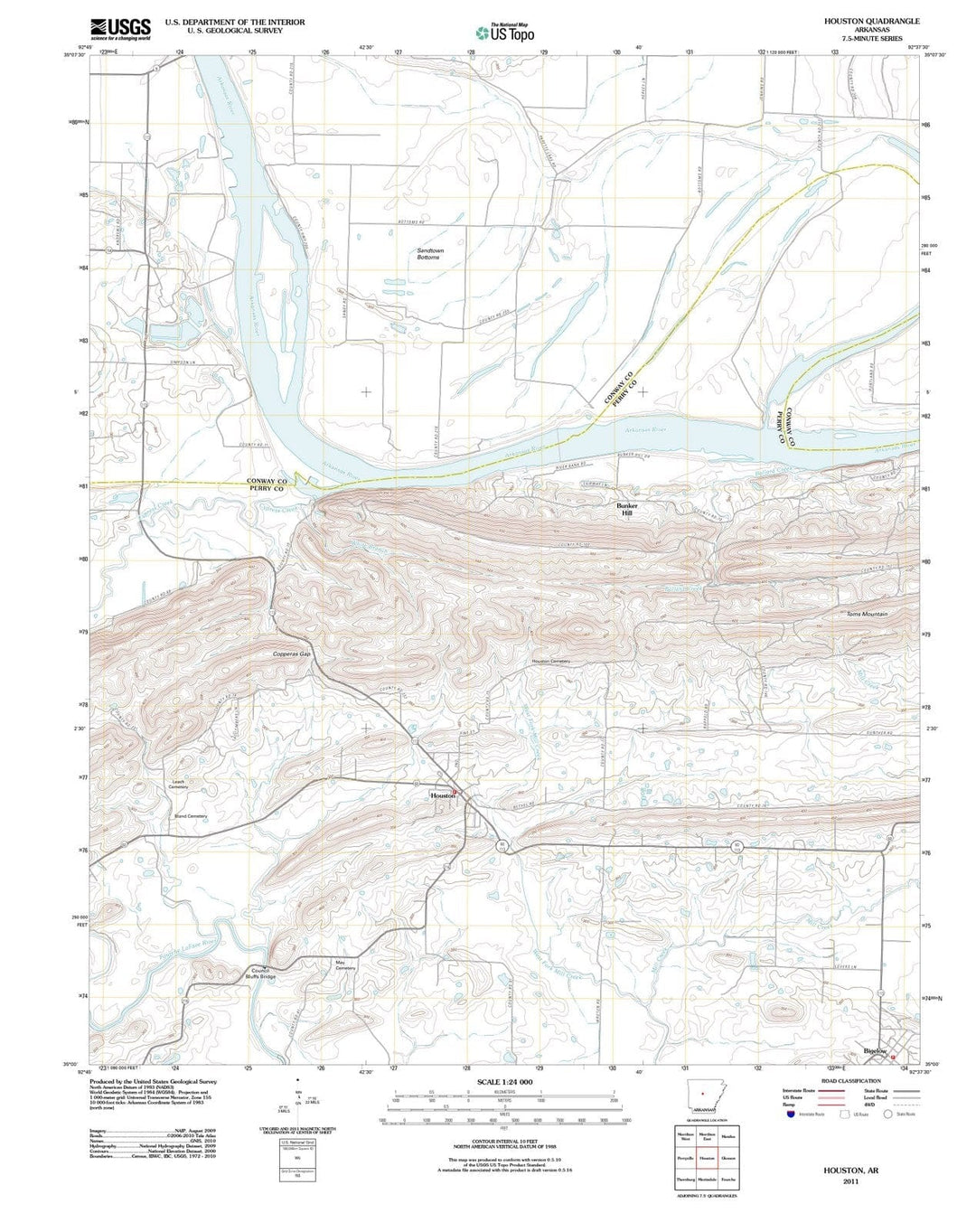 2011 Houston, AR - Arkansas - USGS Topographic Map