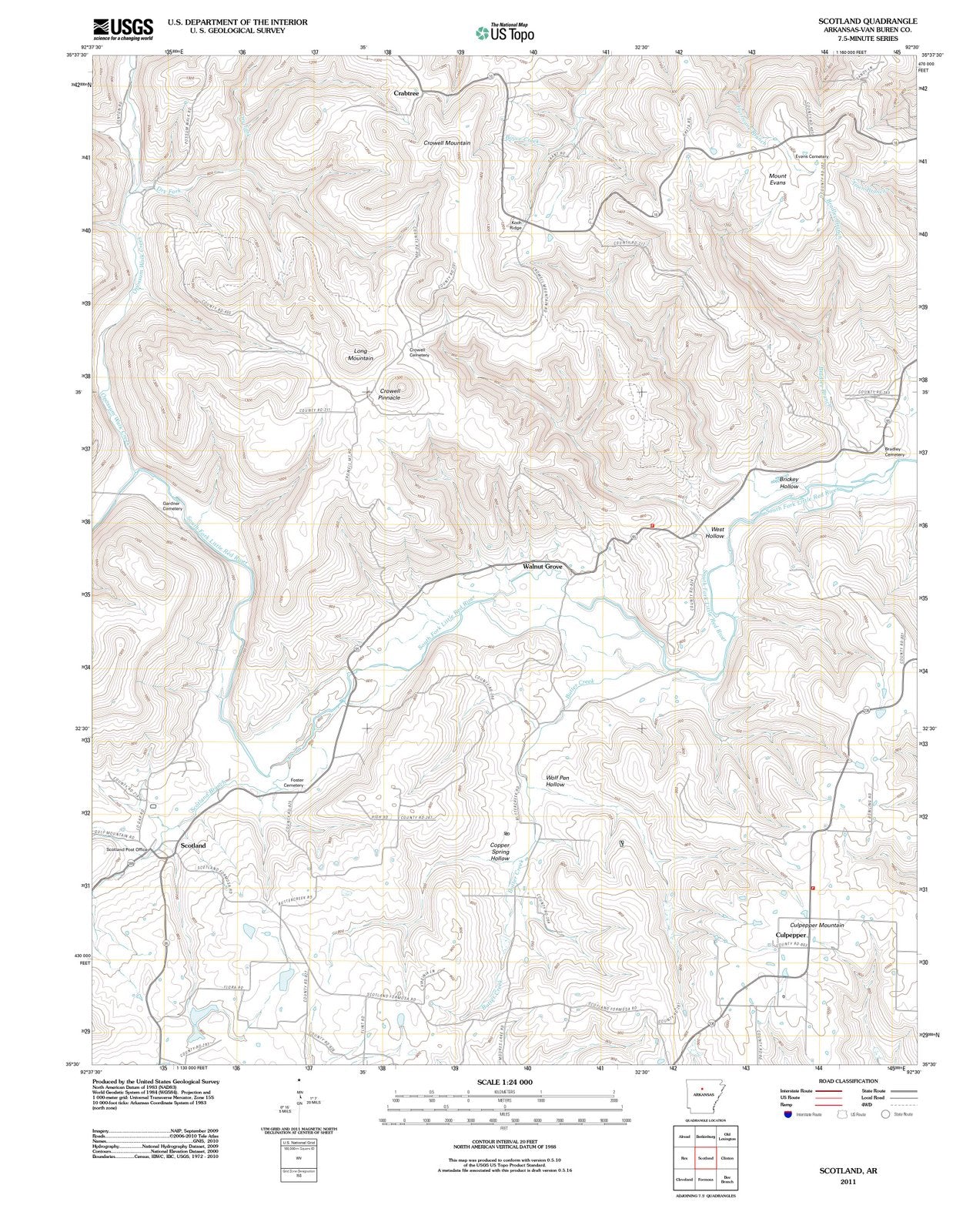 2011 Scotland, AR - Arkansas - USGS Topographic Map