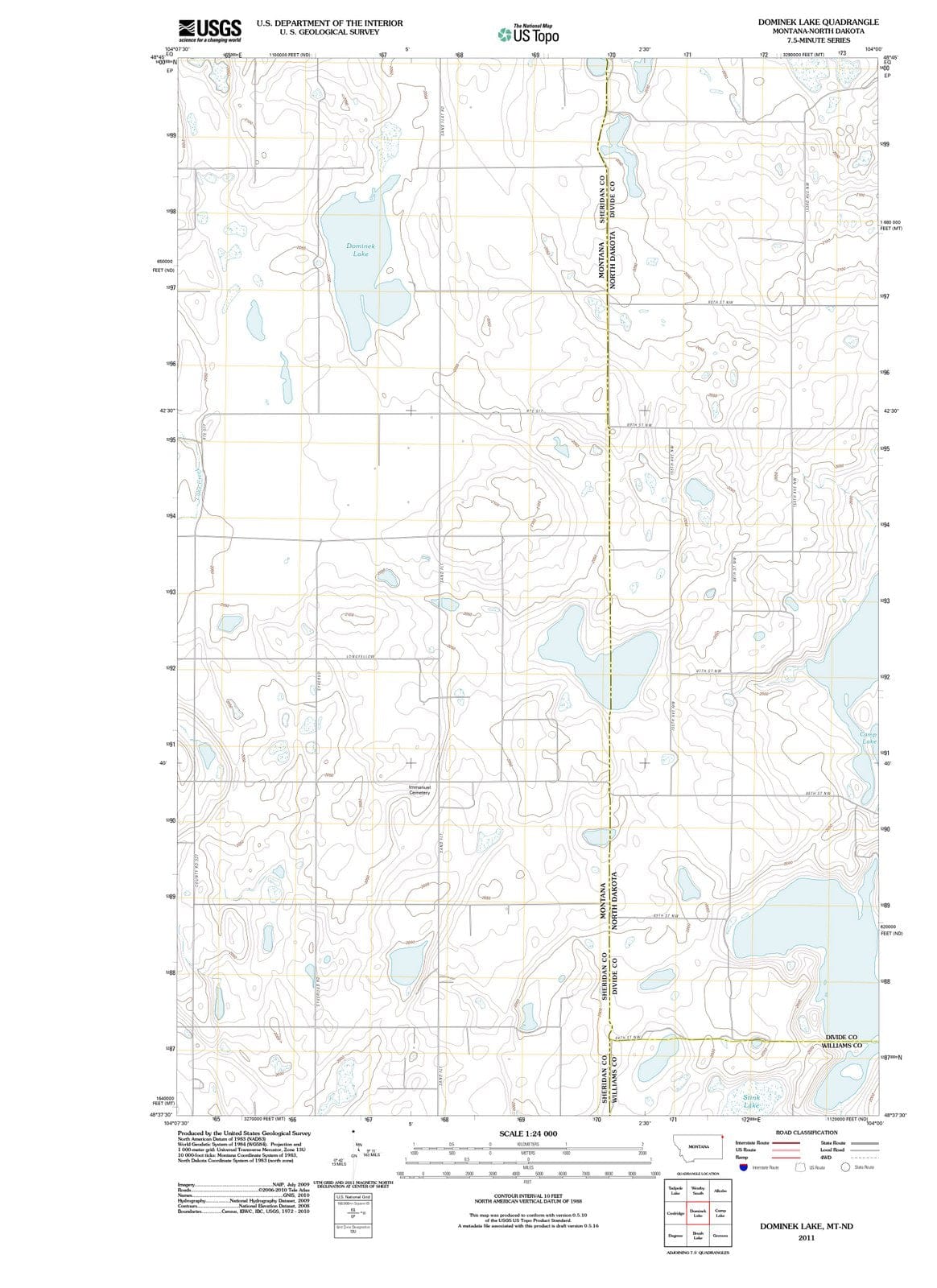 2011 Dominek Lake, MT - Montana - USGS Topographic Map