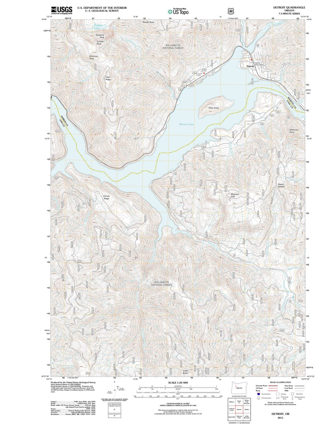 2011 Detroit, OR - Oregon - USGS Topographic Map