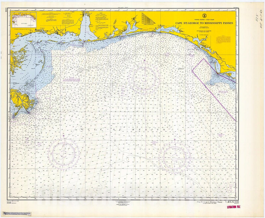 Historic Nautical Map - Cape St. George To Mississippi Passes, 1963 NOAA Chart - Louisiana, Florida (LA, FL) - Vintage Wall Art