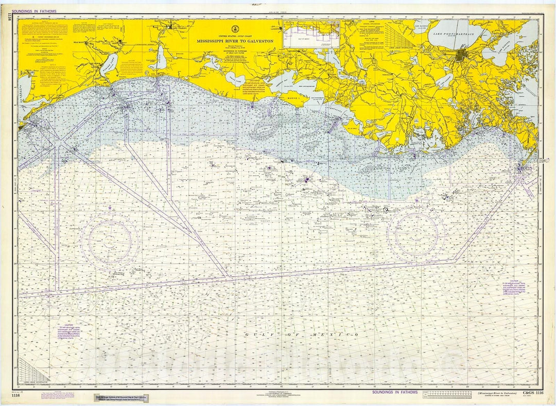 Historic Nautical Map - Mississippi River To Galveston, 1972 NOAA Chart - Texas, Louisiana (TX, LA) - Vintage Wall Art