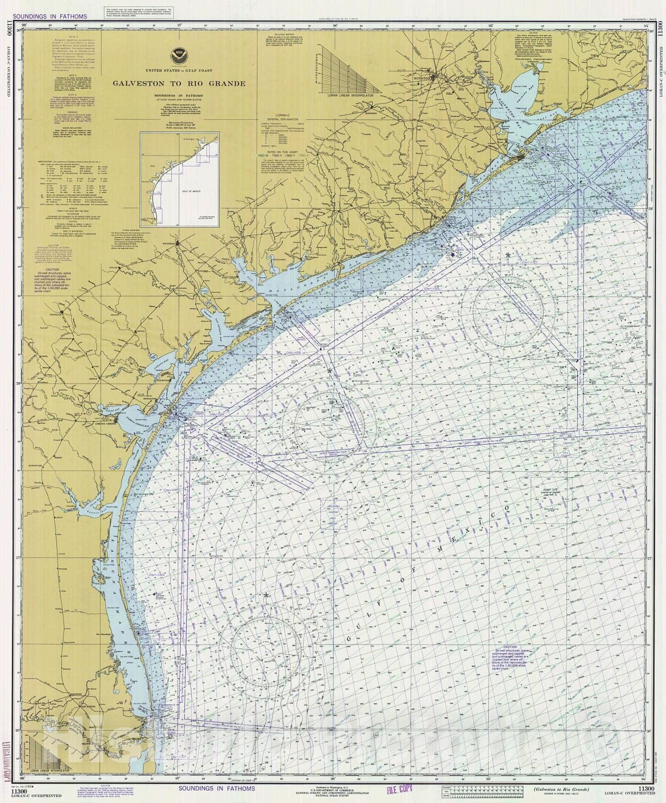 Historic Nautical Map - Galveston To Rio Grande, 1982 NOAA Chart - Texas (TX) - Vintage Wall Art