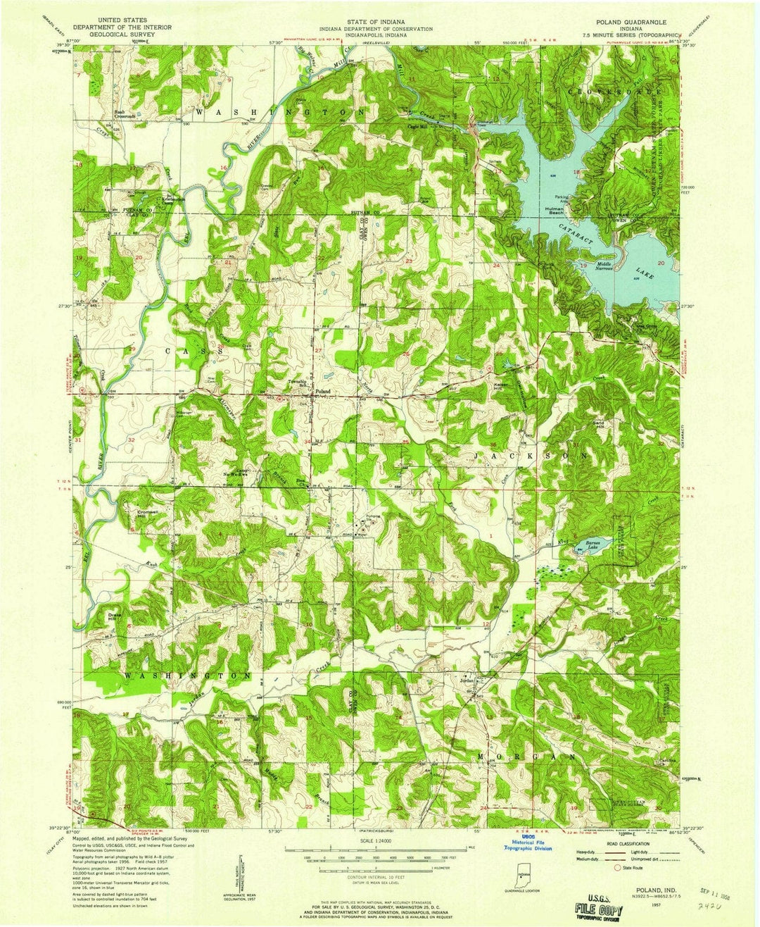 1957 Poland, in - Indiana - USGS Topographic Map