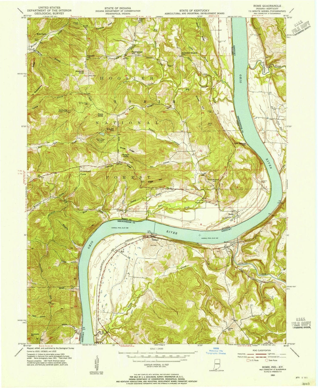 1953 Rome, in - Indiana - USGS Topographic Map