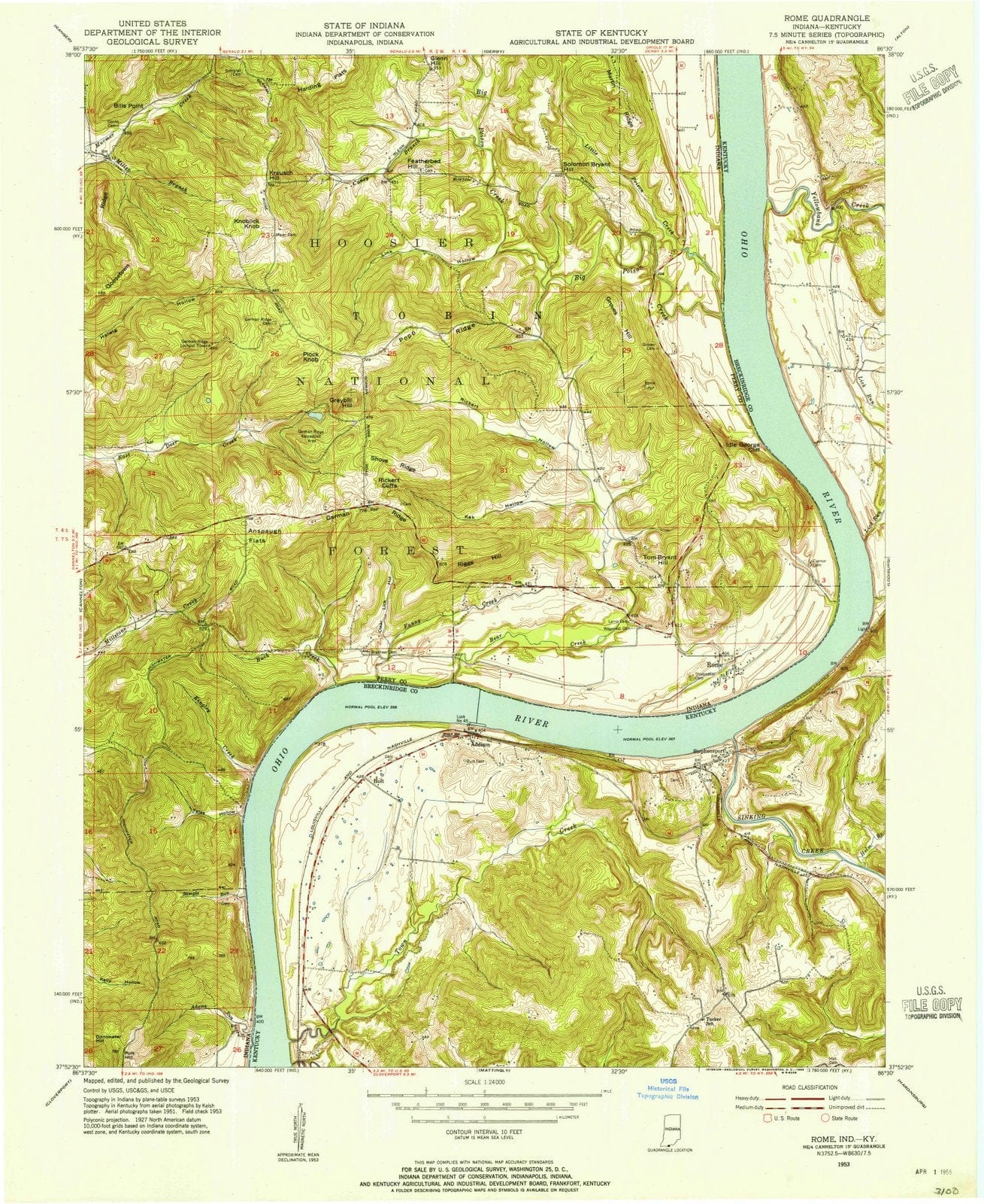 1953 Rome, in - Indiana - USGS Topographic Map