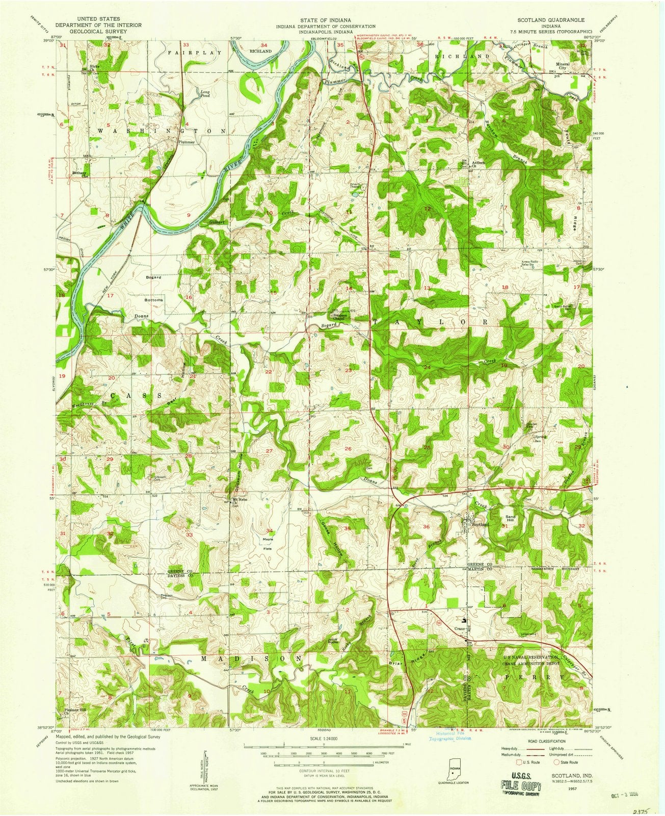 1957 Scotland, in - Indiana - USGS Topographic Map