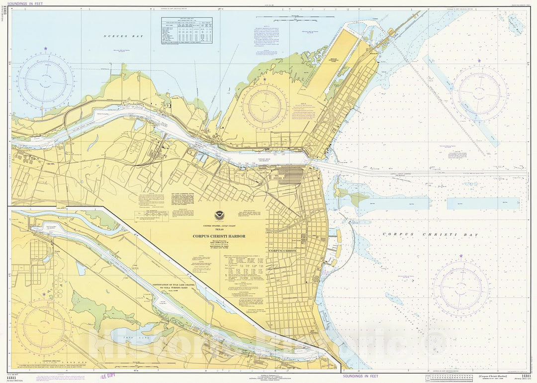 Historic Nautical Map - Corpus Christi Harbor, 1977 NOAA Chart - Texas (TX) - Vintage Wall Art