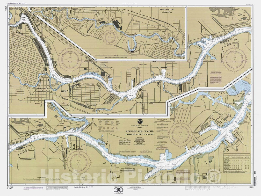 Historic Nautical Map - Houston Ship Channel Carpenter Bayou To Houston, 2000 NOAA Chart - Texas (TX) - Vintage Wall Art