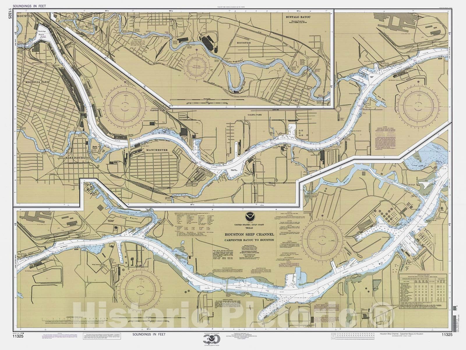 Historic Nautical Map - Houston Ship Channel Carpenter Bayou To Houston, 2000 NOAA Chart - Texas (TX) - Vintage Wall Art