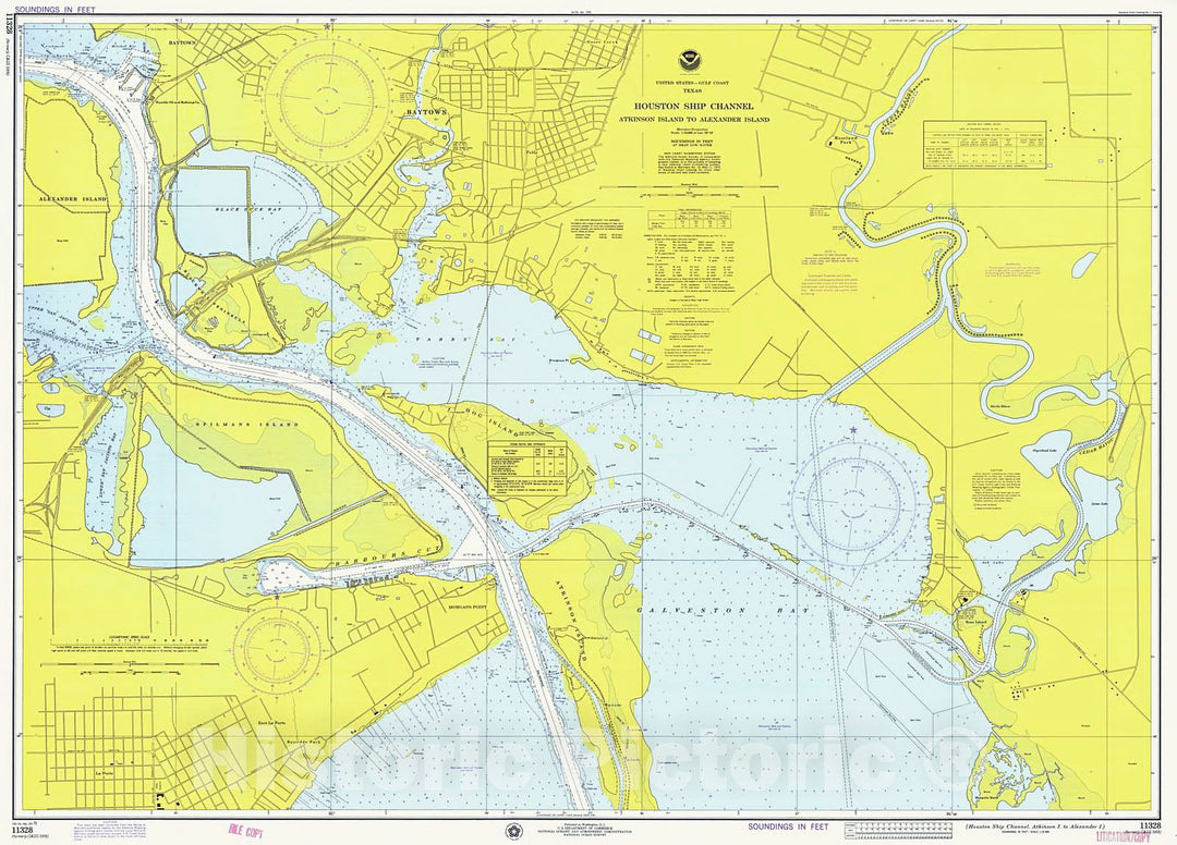 Historic Nautical Map - Houston Ship Channel Atkinson I To Alexander I, 1975 NOAA Chart - Texas (TX) - Vintage Wall Art