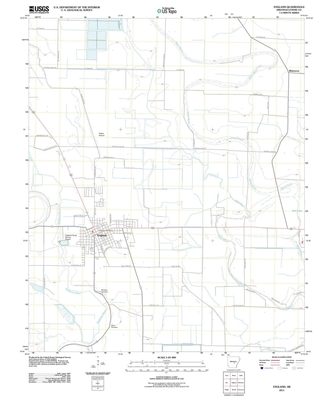 2011 England, AR - Arkansas - USGS Topographic Map