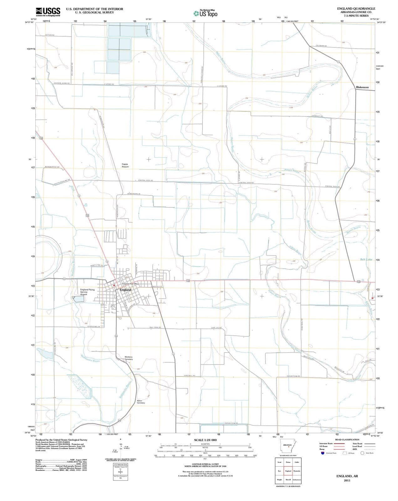 2011 England, AR - Arkansas - USGS Topographic Map