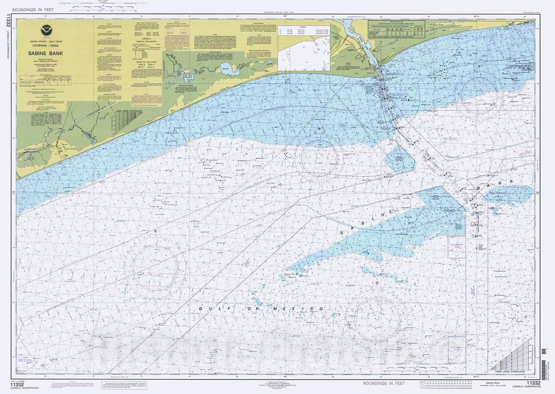 Historic Nautical Map - Sabine Bank, 1999 NOAA Chart - Texas, Louisiana (TX, LA) - Vintage Wall Art