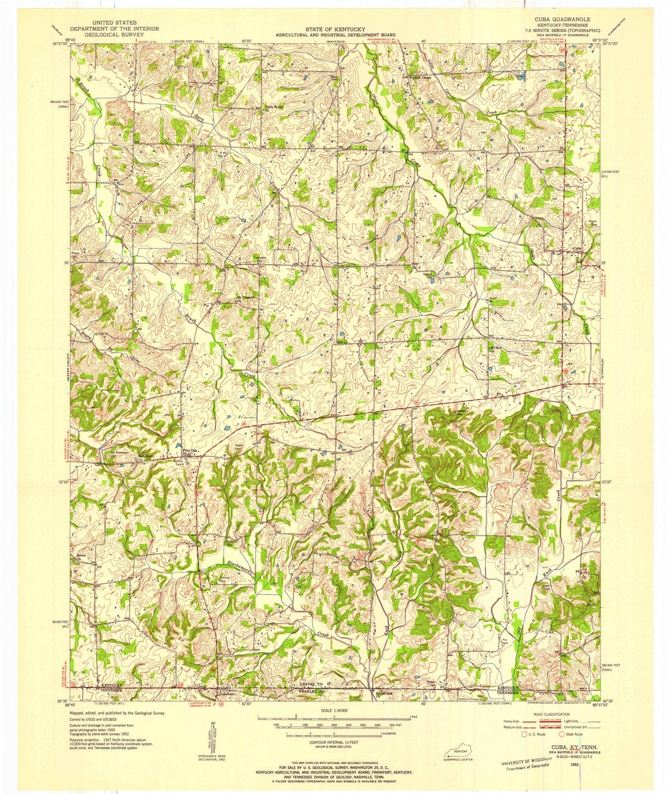 1952 Cuba, KY - Kentucky - USGS Topographic Map