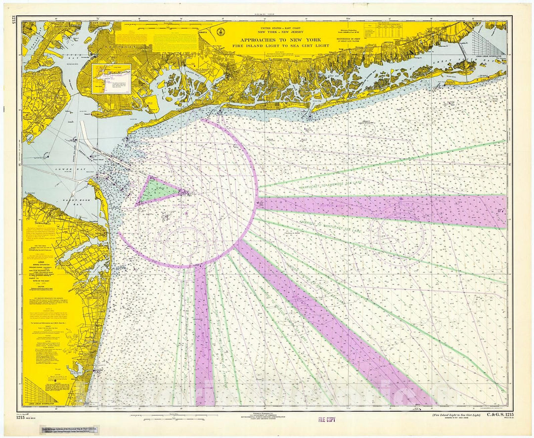 Historic Nautical Map - Fire Island Light To Sea Girt Light, 1967 NOAA Chart - New York, New Jersey (NY, NJ) - Vintage Wall Art