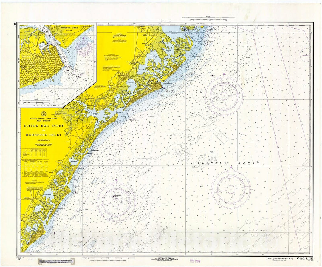 Historic Nautical Map - Little Egg Inlet To Hereford Inlet, 1968 NOAA Chart - New Jersey (NJ) - Vintage Wall Art