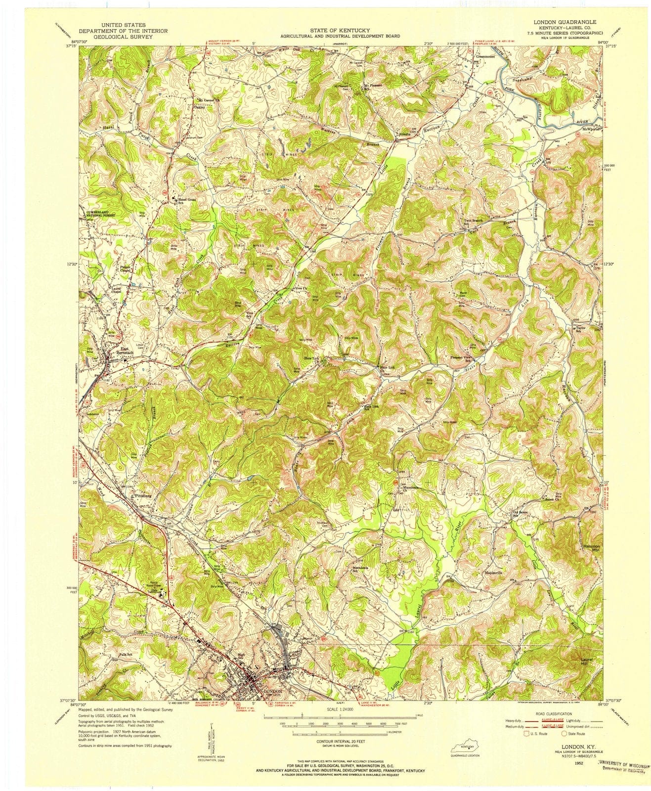 1952 London, KY - Kentucky - USGS Topographic Map