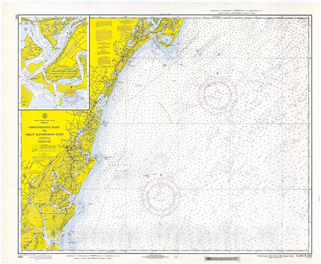 Historic Nautical Map - Chincoteague Inlet To Great Machipongo Inlet, 1969 NOAA Chart - Virginia (VA) - Vintage Wall Art