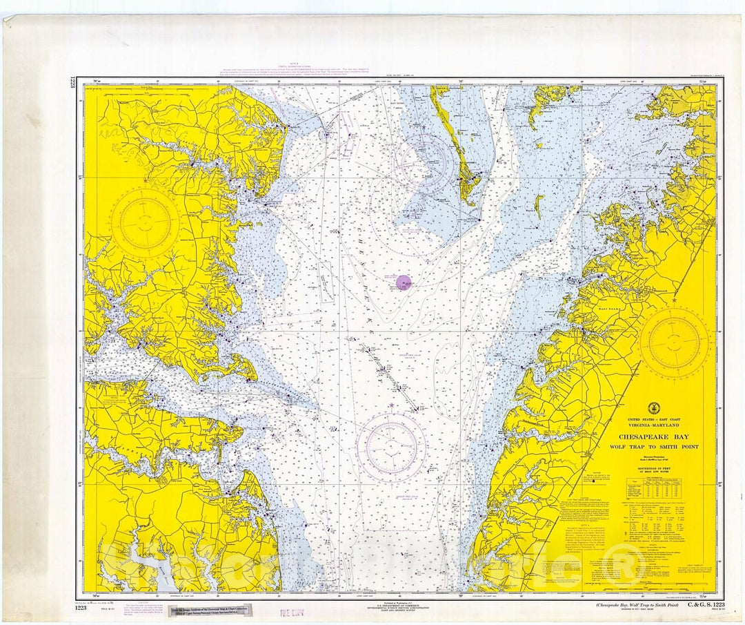 Historic Nautical Map - Chesapeake Bay - Wolf Trap To Smith Point, 1970 NOAA Chart - Virginia (VA) - Vintage Wall Art