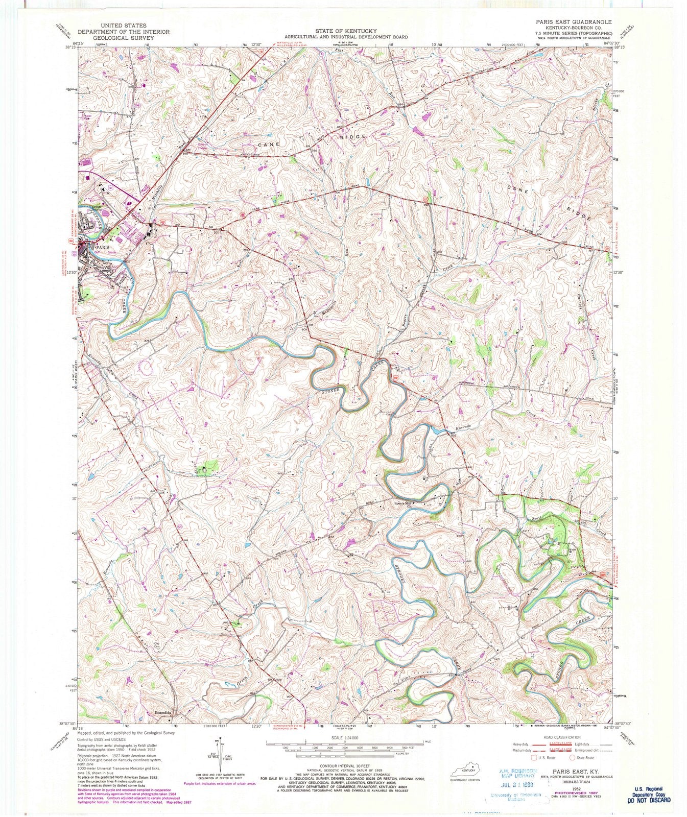 1952 Paris East, KY - Kentucky - USGS Topographic Map