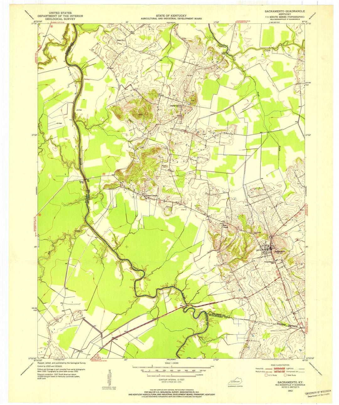 1952 Sacramento, KY - Kentucky - USGS Topographic Map