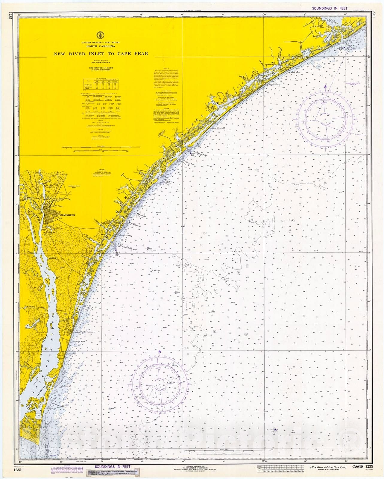 Historic Nautical Map - New River Inlet To Cape Fear, 1973 NOAA Chart - North Carolina (NC) - Vintage Wall Art