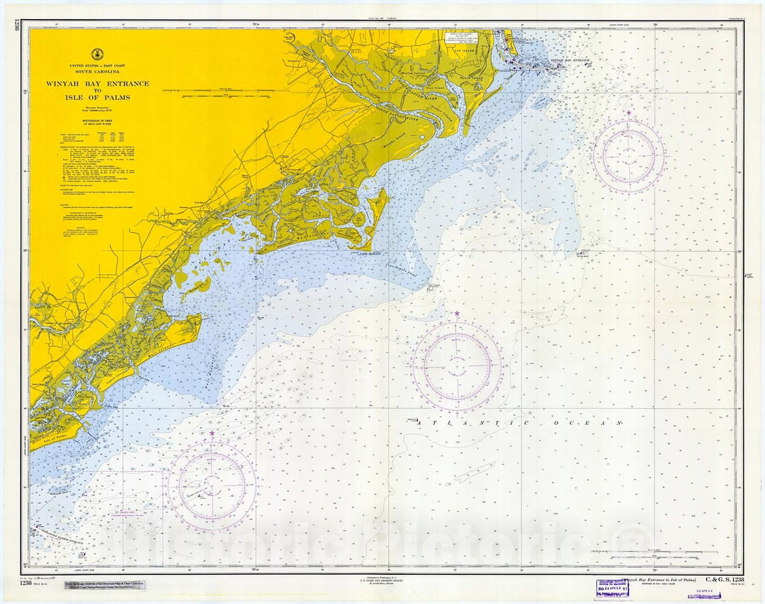 Historic Nautical Map - Winyah Bay Entrance To Isle Of Palms, 1957 NOAA Chart - South Carolina (SC) - Vintage Wall Art