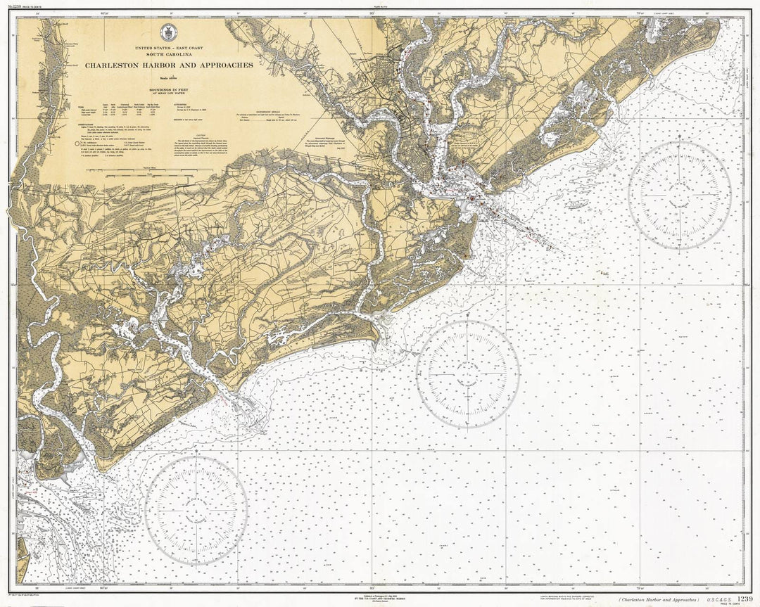 Historic Nautical Map - Charleston Harbor And Approaches, 1934 NOAA Chart - South Carolina (SC) - Vintage Wall Art