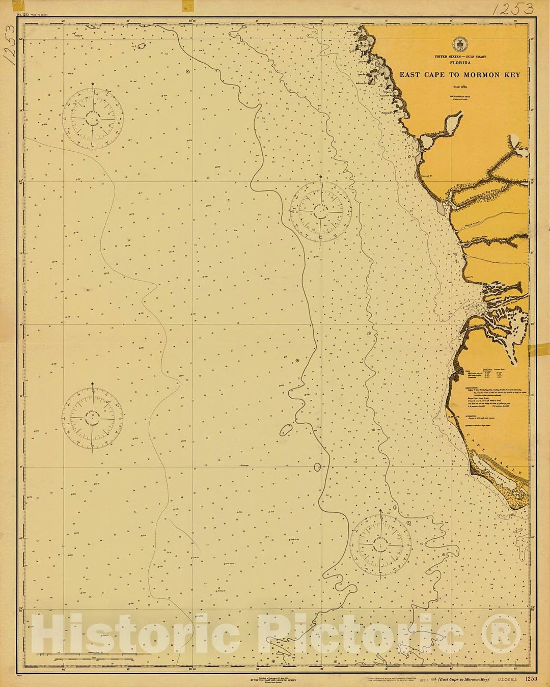 Historic Nautical Map - East Cape To Mormon Bay, 1924 NOAA Chart - Florida (FL) - Vintage Wall Art