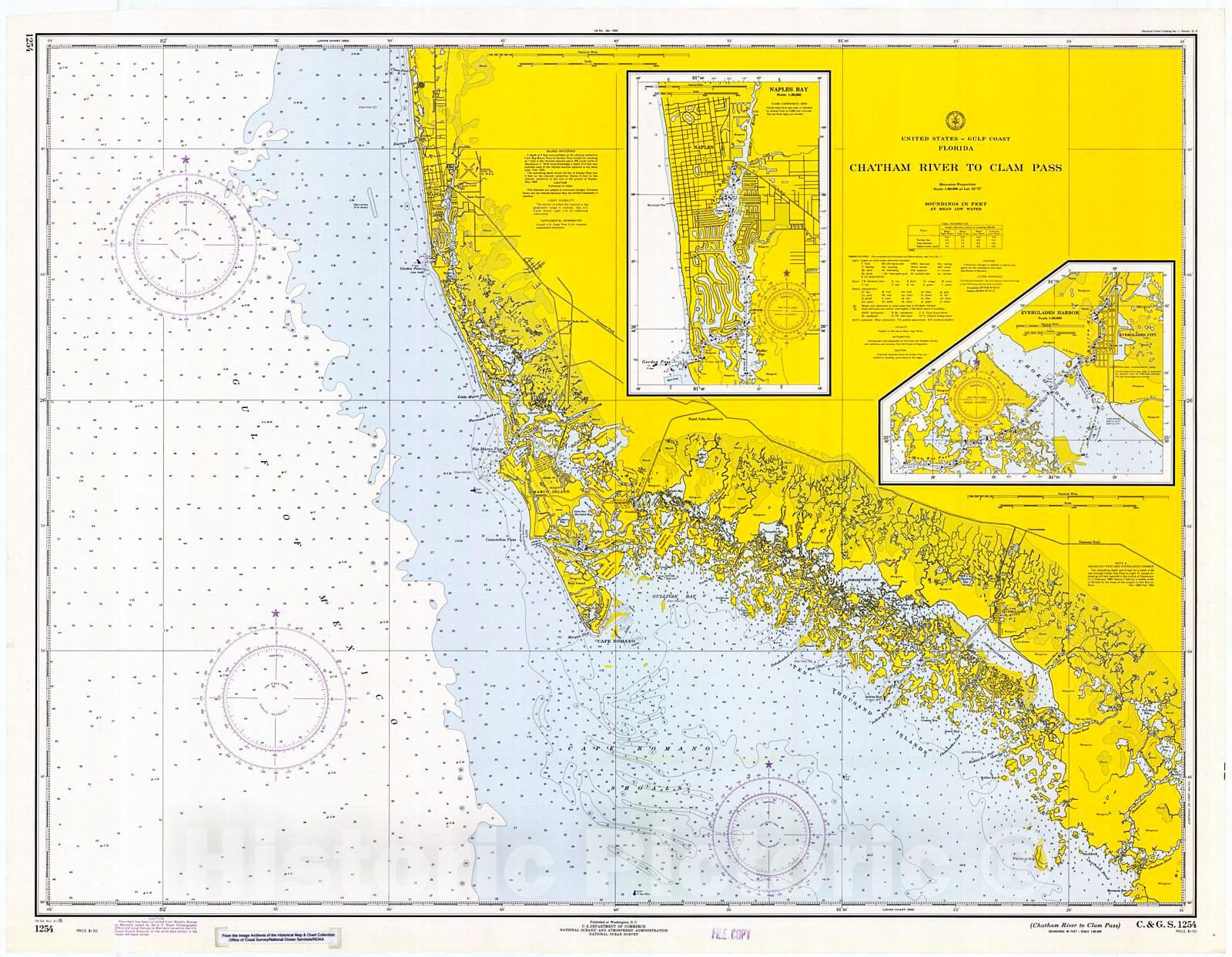 Historic Nautical Map - Chatham River To Clam Pass, 1970 NOAA Chart - Florida (FL) - Vintage Wall Art