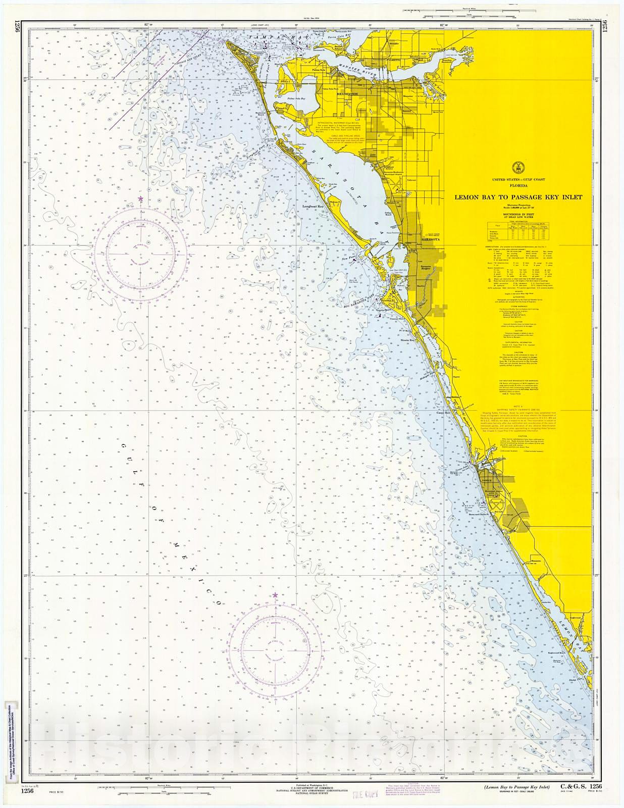 Historic Nautical Map - Lemon Bay To Passage Key Inlet, 1971 NOAA Chart - Florida (FL) - Vintage Wall Art