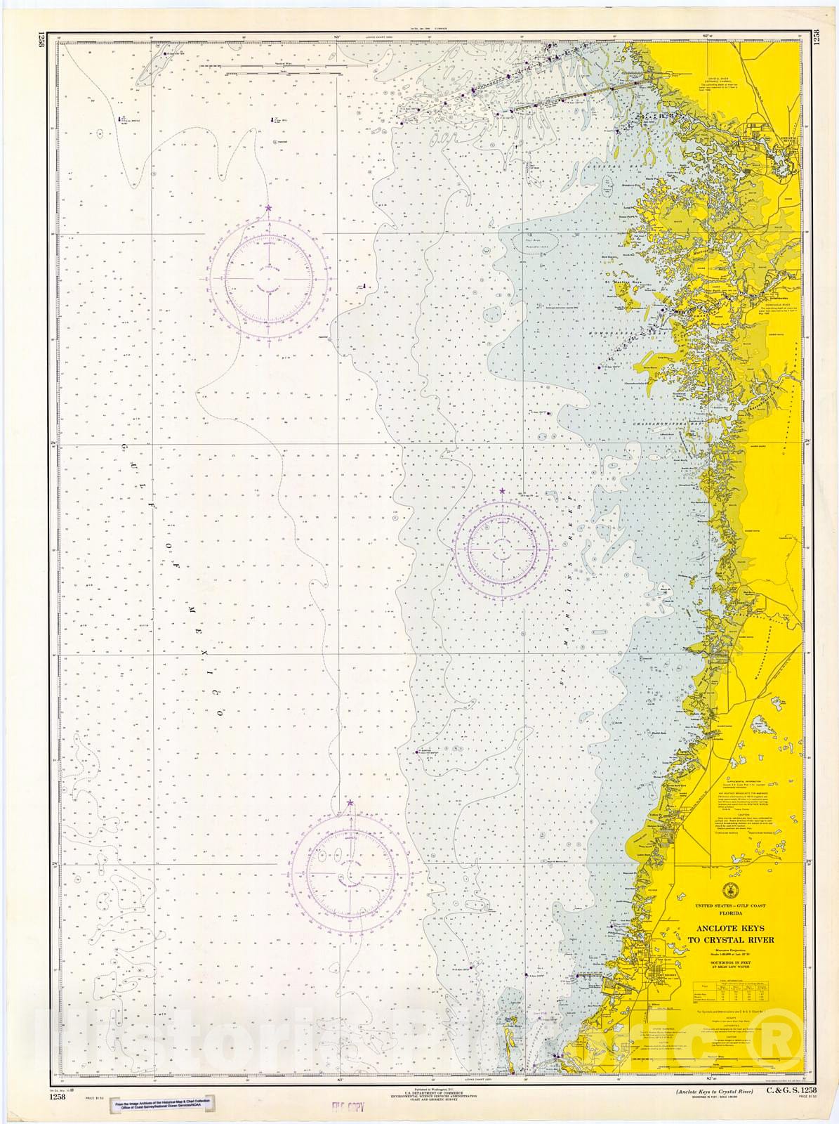 Historic Nautical Map - Ancolate Keys To Crystal River, 1969 NOAA Chart - Florida (FL) - Vintage Wall Art