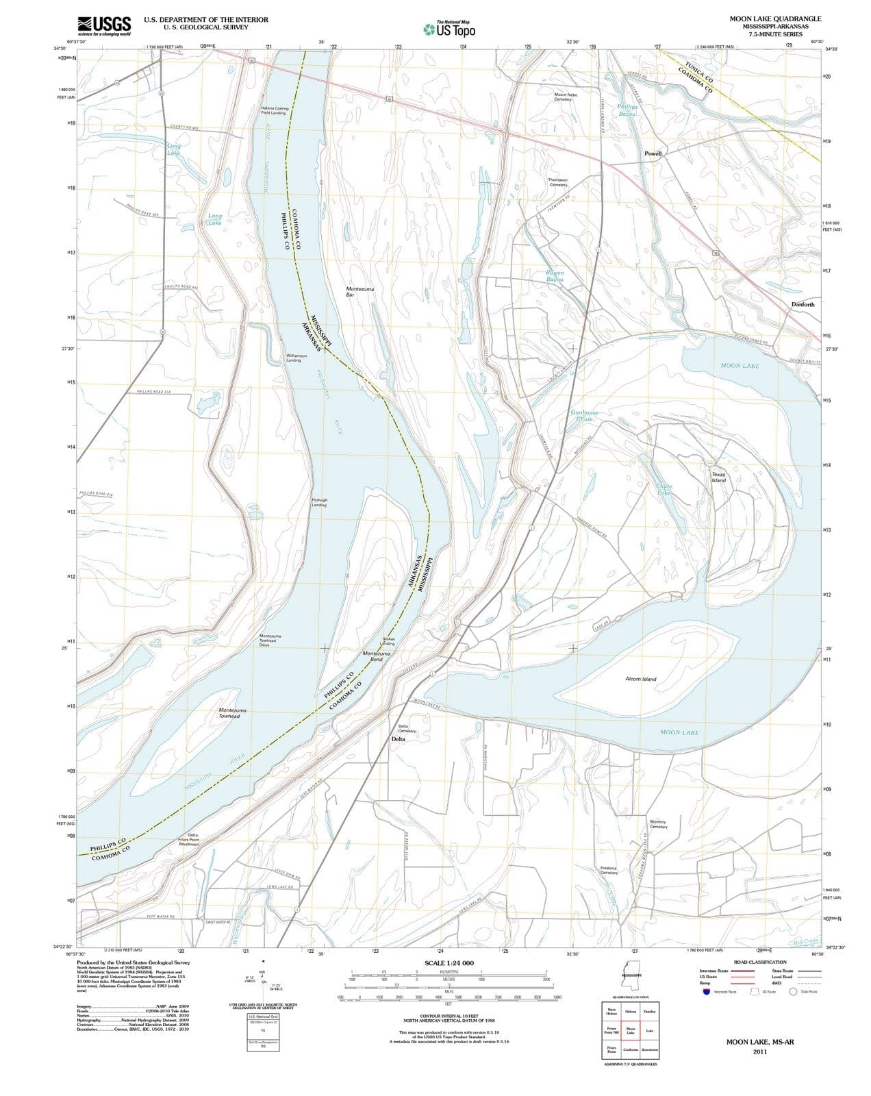 2011 Moon Lake, MS - Mississippi - USGS Topographic Map