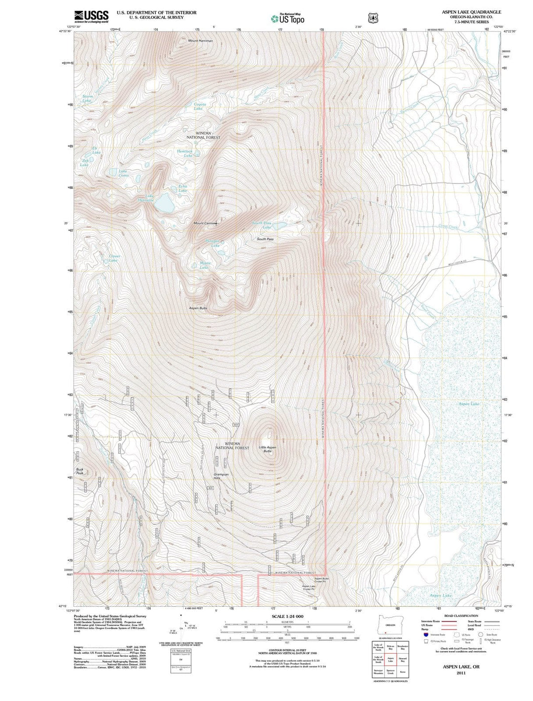 2011 Aspen Lake, OR - Oregon - USGS Topographic Map