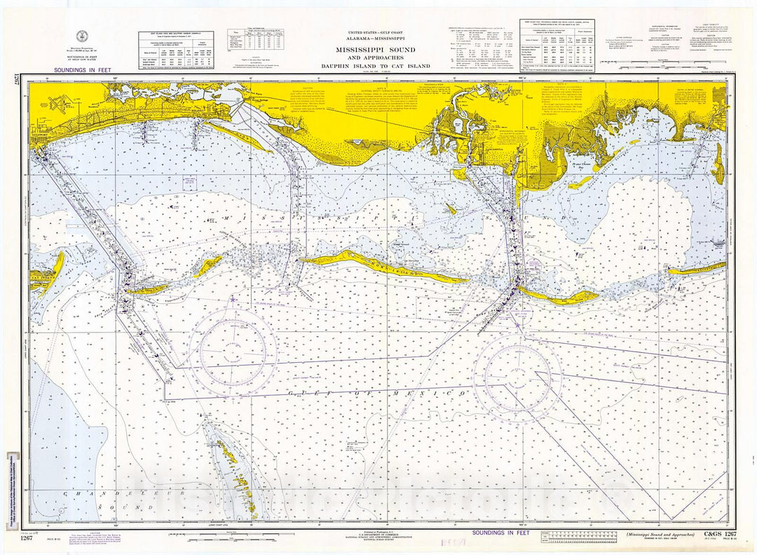 Historic Nautical Map - Mississippi Sound And Approaches, 1972 NOAA Chart - Mississippi, Alabama (MS, AL) - Vintage Wall Art